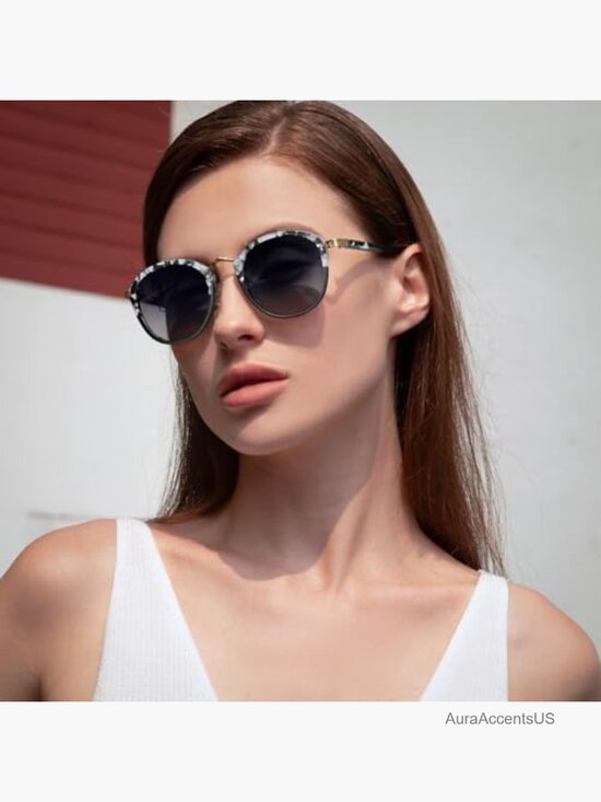 Round Polarized Sunglasses for Women Retro Acetate UV Protection main image 6
